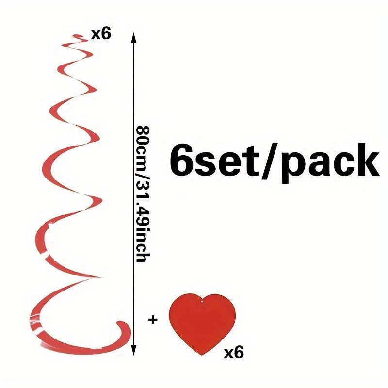 6pcs Heart Spiral Hanging Decorations - Perfect for Holiday Parties & Celebrations, Perfect for Winter, New Year NovaCart