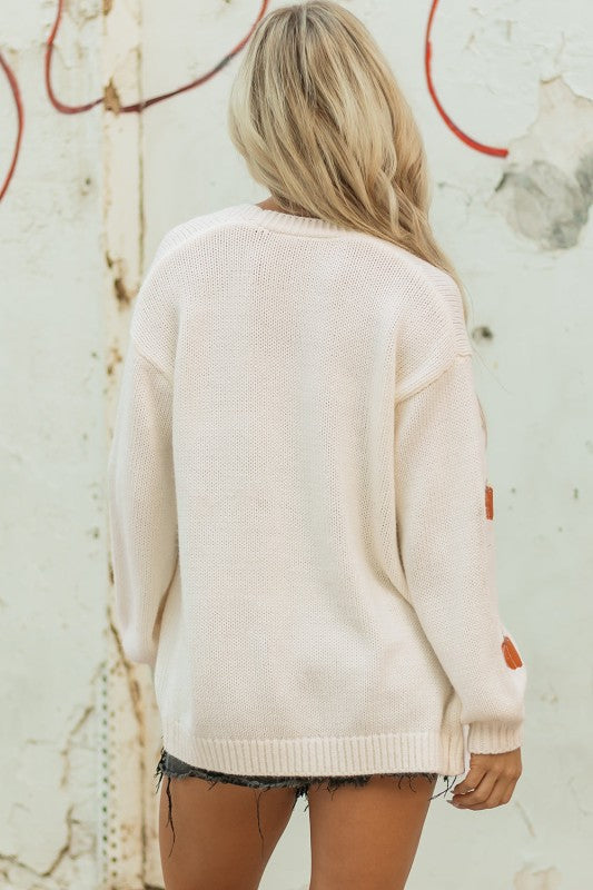 Pumpkin Embroidered Open Front Drop Shoulder Cardi Shop Style & More | Fresh Looks, Everyday Deals & Free Shipping