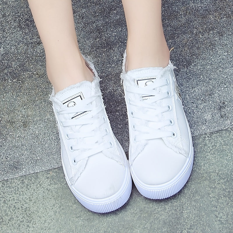 Women'S Casual Round Toe Solid Color Canvas Shoes, Small White, Flat Bottom, PVC Sole, Fabric Upper And Insole, Hand Wash, No Dry Clean, Spring, Autumn, All Season 2022 NovaCart