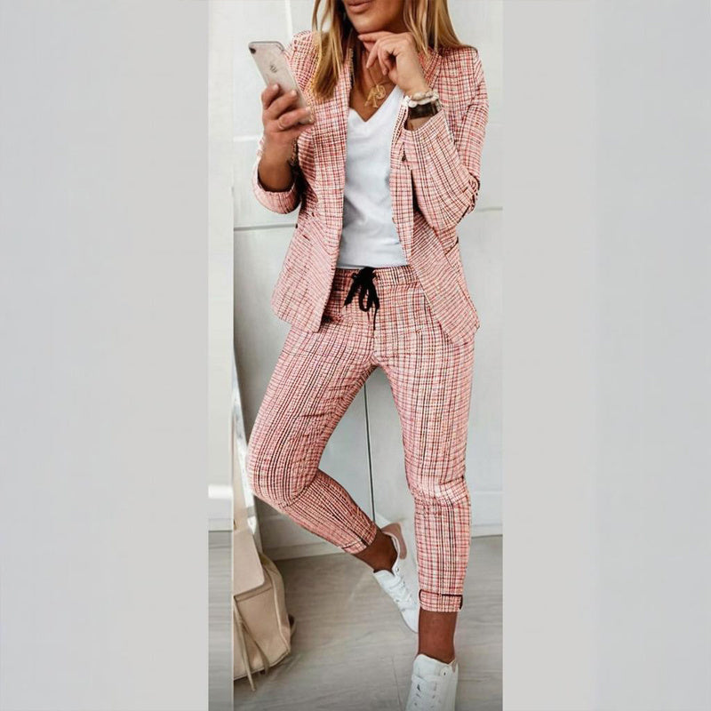 Women’s Plaid Two‑Piece Suit Set FitiqueFit