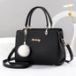Solid Color Faux Leather Shoulder Bag - Detachable Strap, Zip Closure, Multi-Layer Crossbody Design, Polyester Lining, Fade-Resistant, Pom-Pom Pendant - The Perfect Holiday Gift for Valentine'S Day, Mother'S Day NovaCart