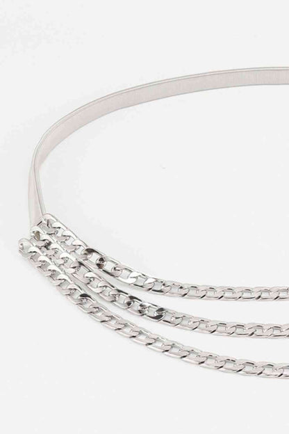 GlamourStyle Metal Triple-Layered Chain Belt – Eye-Catching Fashion Accessory See size chart under “more details” The Fashion Celestial