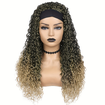 Ombre Blonde Curly Headband Wigs for Women Honey Blond Soft Hair Afro Curl Coily Synthetic Wig Headband Wigs for Mothers Day Gifts (Ombre Blonde) NovaCart