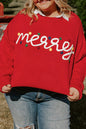 Fiery Red Merry Graphic Christmas Plus Size Sweater Garden Naked Curves