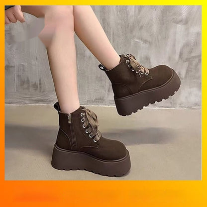 Women’s Chunky Sole Lace-Up Boots – Vintage Style FitiqueFit