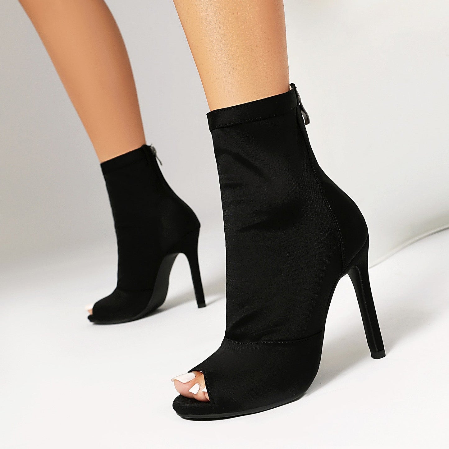 Women’s Peep Toe Stiletto Boots | High Heel Fishmouth Boots FitiqueFit