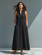 Women's Stand-Collar A-Line Maxi Dress – Resort & Vacation Style FitiqueFit
