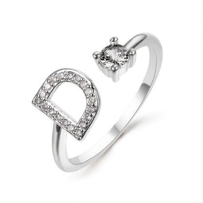 Popular Fashion Silvery AZ Letter Ring Initials Wedding Love Couple Rings Bridesmaid Gift NovaCart