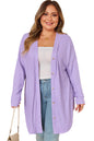 Orchid Petal Plus Size Waffle Knit Button Front Cardigan Garden Naked Curves