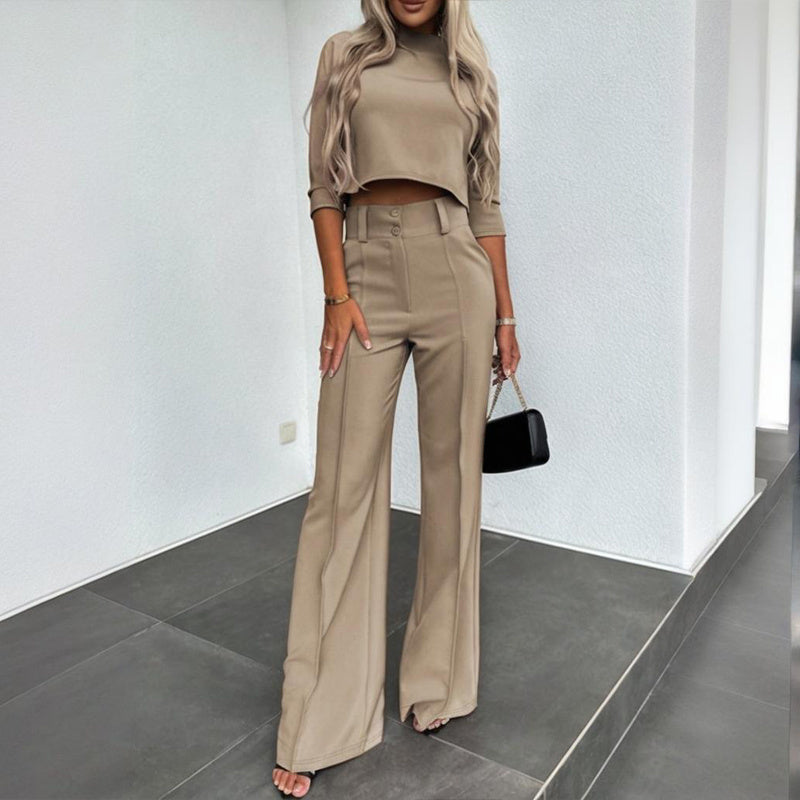 Women's Elegant Solid Color Half Sleeve Short Top FitiqueFit