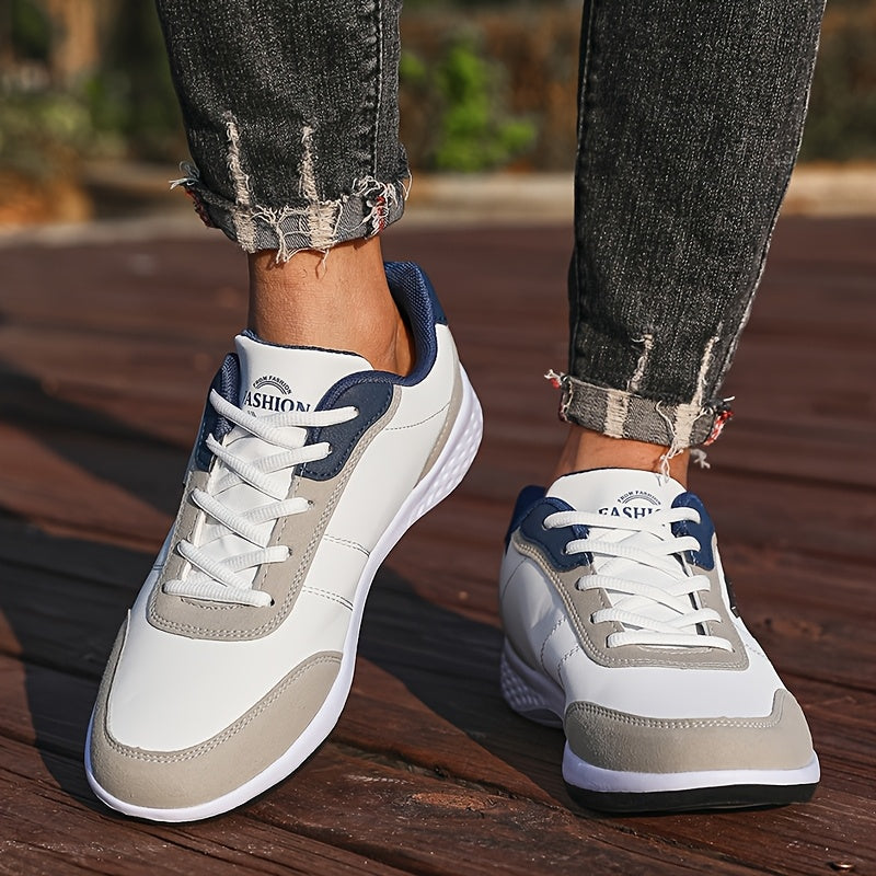 VanWeir Lightweight Men'S Shoes | Navy Blue/White, Lace-up sneakers with MD/TPR Sole, Breathable Fabric Lining for Outdoor, Hiking & Casual Wear NovaCart