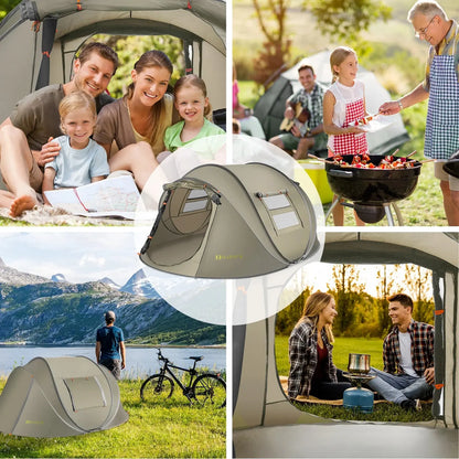 Effortless Camping with the MARNUR Instant 4-Person Pop-Up Tent - Spacious, Lightweight, and Ready in Seconds!