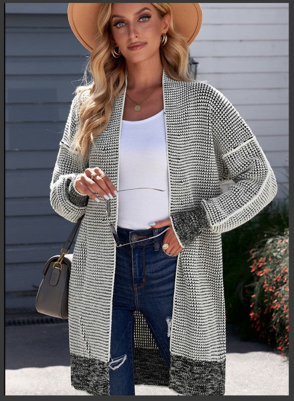 Gray Plaid Knitted Long Open Front Cardigan Shop Style & More | Fresh Looks, Everyday Deals & Free Shipping