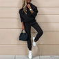 women's two piece solid color hooded sweatshirt set FitiqueFit