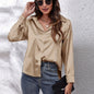 Hot Style In-Kind Shooting Satin Shirt Women'S Satin Imitation Long-Sleeved Shirt New European And American Cross-Border Women'S Clothing NovaCart