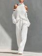 Women's Long-Sleeve Turtleneck Top & Pants Set – Elegant 2-Piece FitiqueFit