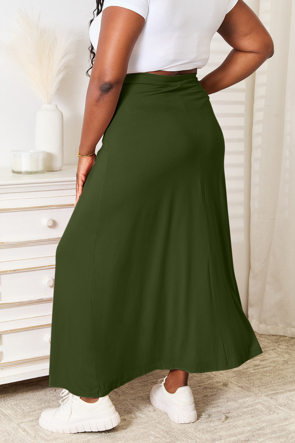 Double Take Full Size Soft Rayon Drawstring Waist Maxi Skirt New Era Fashion LLc
