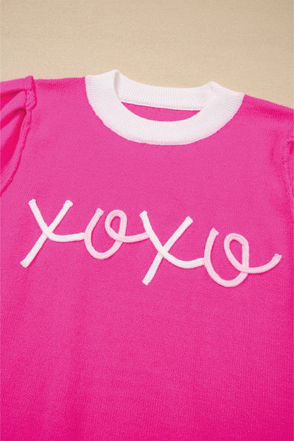 Valentines XOXO Embroidered Puff Sleeve Sweater Te Shop Style & More | Fresh Looks, Everyday Deals & Free Shipping