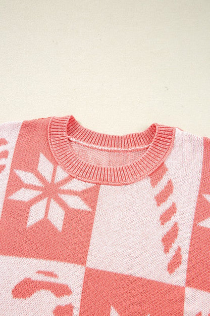 Christmas Candycane Snowflake Checker Sweater Shop Style & More | Fresh Looks, Everyday Deals & Free Shipping