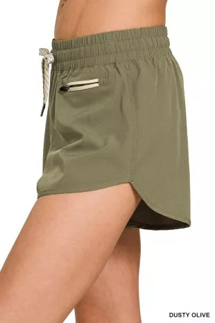 Zenana Soft Woven Lined Shorts With Zip Coin Pocket New Era Fashion LLc