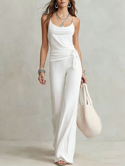 Women's Solid Color Sleeveless Top & Pants Two-Piece Set FitiqueFit