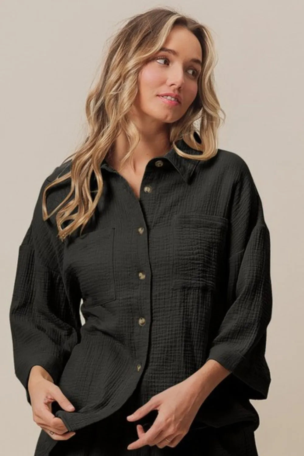 BiBi Crinkle Gauze Shirt and Short Set West2East Surf
