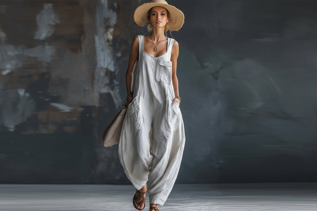 Women’s Casual Versatile Solid Color Loose Jumpsuit FitiqueFit