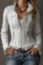 Women’s Lace Trim Zip-Up Fitted Jacket FitiqueFit