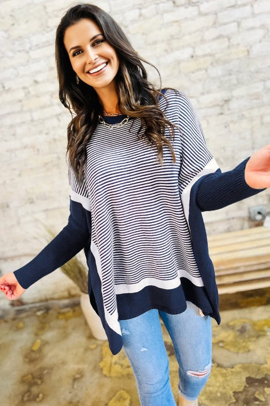 Stripe Colorblock Patchwork Dolman Sleeve Sweater Shop Style & More | Fresh Looks, Everyday Deals & Free Shipping