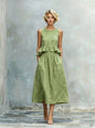Women's Sleeveless High-Waist Ruffle Trim Maxi Dress FitiqueFit