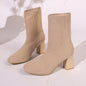 Knitted Round-Toe Sock Boots — High Heel Booties Women FitiqueFit