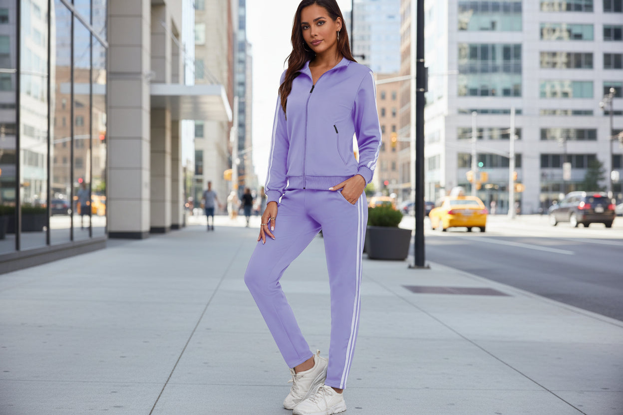 Women’s Fashionable Printed Sports Long-Sleeve Hoodie Set FitiqueFit