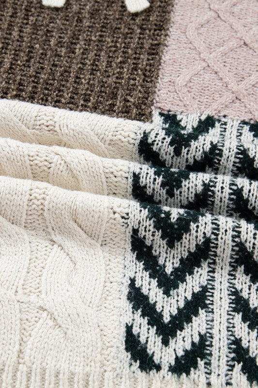 Plus Size Colorblock Cable Knit Tie Back Sweater Shop Style & More | Fresh Looks, Everyday Deals & Free Shipping