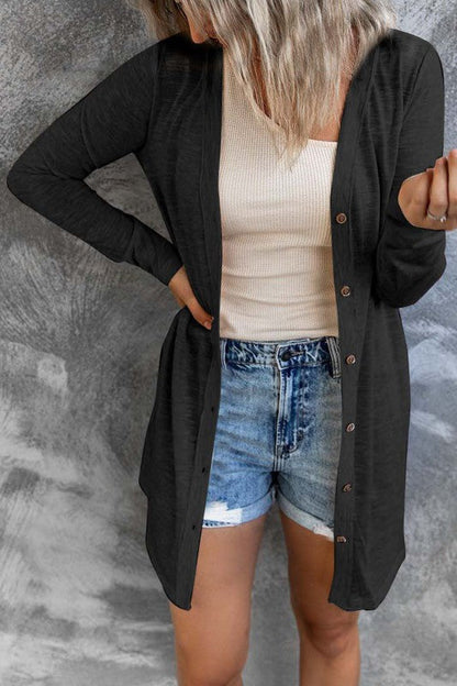Solid Open-Front Buttoned Cardigan Shop Style & More | Fresh Looks, Everyday Deals & Free Shipping