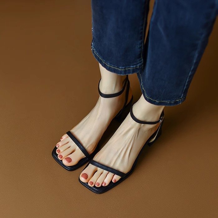 Open Toe Block Heel Buckle Sandals – Versatile Dress Sandal FitiqueFit