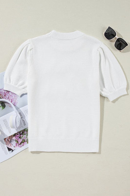 Touchdown Tinsel Puff Sleeve Crewneck Sweater Shop Style & More | Fresh Looks, Everyday Deals & Free Shipping