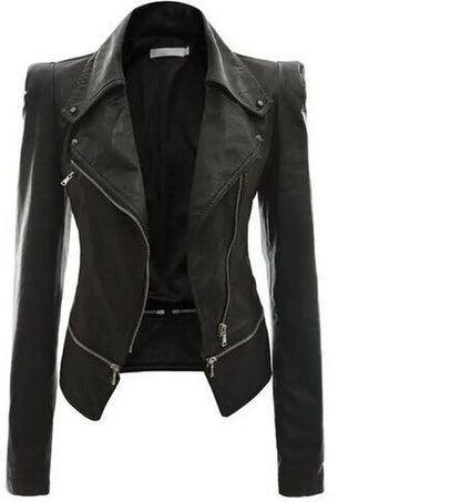 Motorcycle Leather Jacket with Zipper and Reversible Design