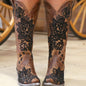 Womens Mid-Calf Boots With Embroidery Ethnic Style And A Comfortable Mid-Heel See size chart under “more details” The Fashion Celestial