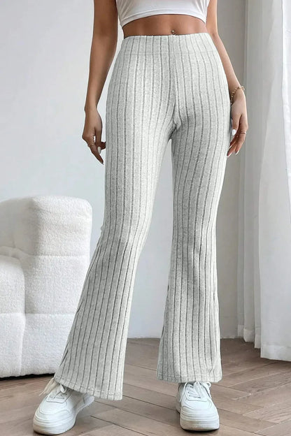Basic Bae Full Size Ribbed High Waist Flare Pants New Era Fashion LLc