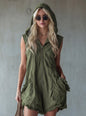 Women's Retro Hooded Zip-Up Sleeveless Cropped Jumpsuit FitiqueFit