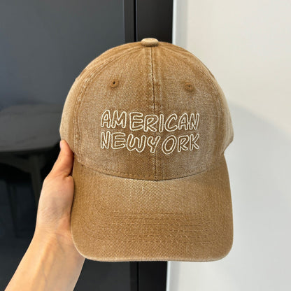American Retro Washed Denim Peaked Cap — Korean Style Vintage Baseball Hat FitiqueFit
