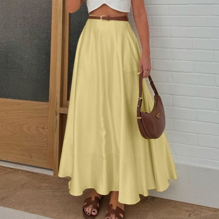 Polyester Satin Draping Yellow Skirt Grayceful LLC