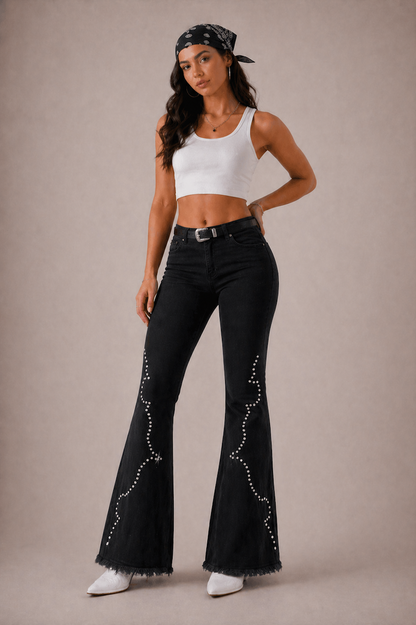 Santa Fe Bell Bottom Jean Black Denim GJG DENIM