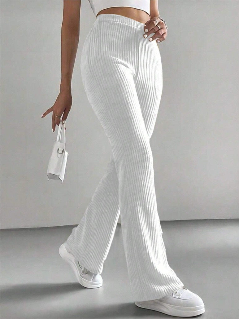 Solid Rib-Knit Pull-On Jogger Pants for Women FitiqueFit