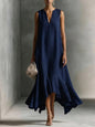 Women's Deep V-Neck Sleeveless Asymmetrical Maxi Dress – Patchwork FitiqueFit