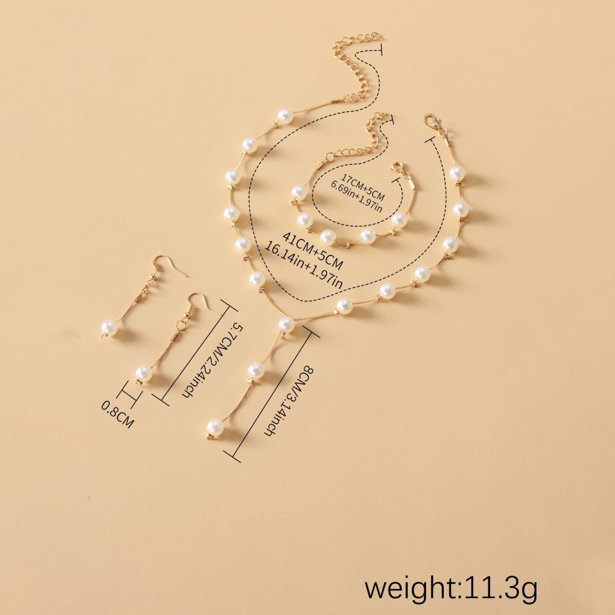 Elegance Pearl Earrings & Necklace Ensemble (MAC313) Mariam's Collection