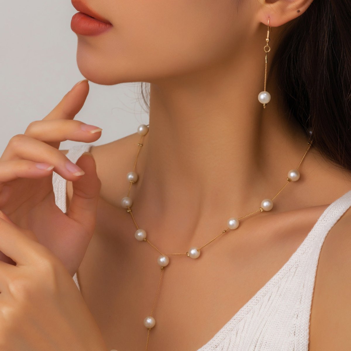 Elegance Pearl Earrings & Necklace Ensemble (MAC313) Mariam's Collection