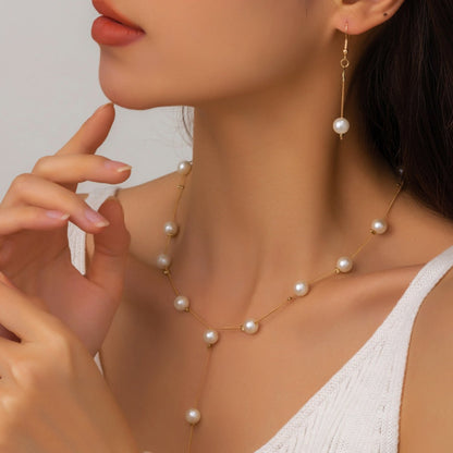 Elegance Pearl Earrings & Necklace Ensemble (MAC313) Mariam's Collection