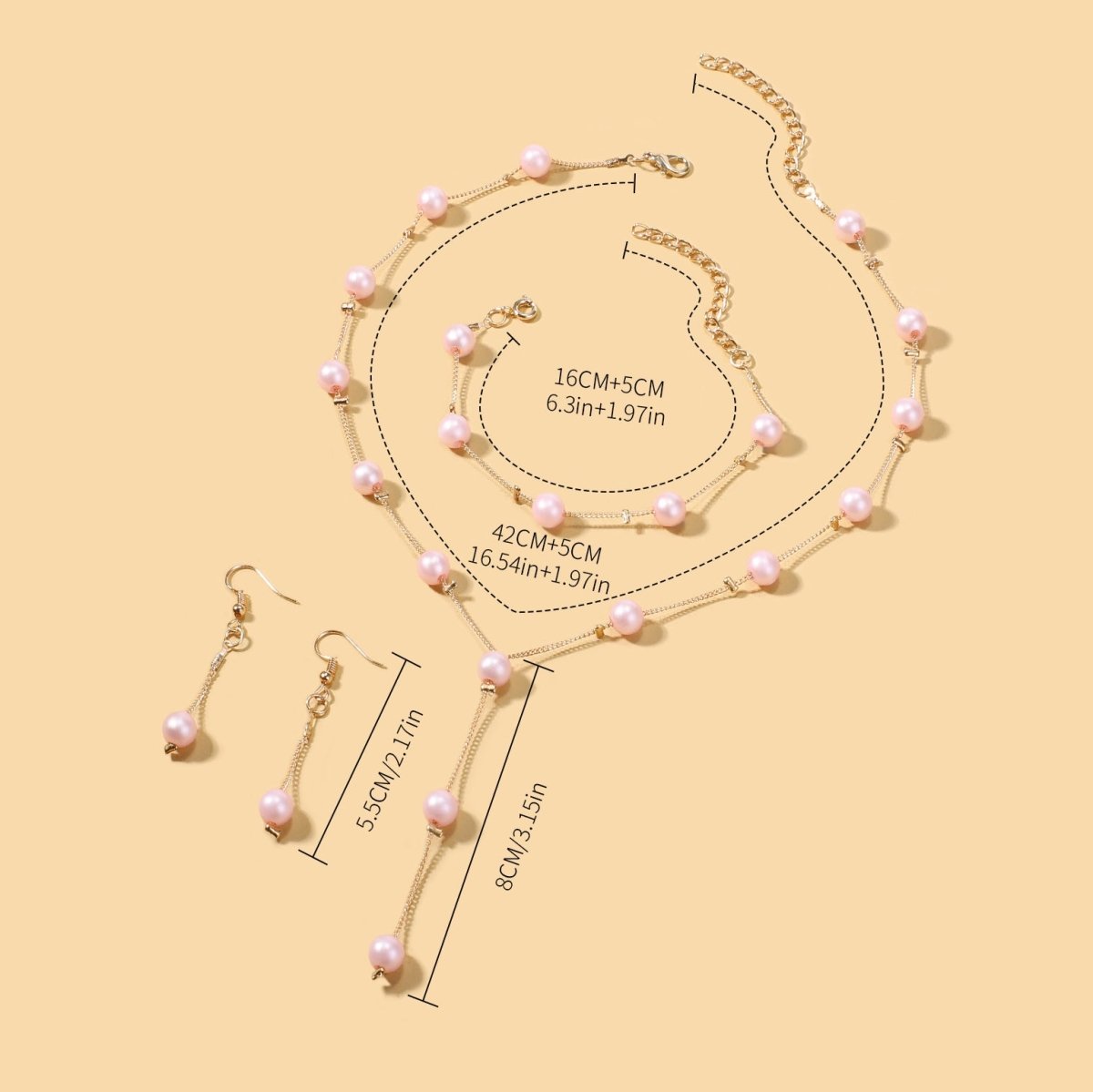 Elegance Pearl Earrings & Necklace Ensemble (MAC313) Mariam's Collection