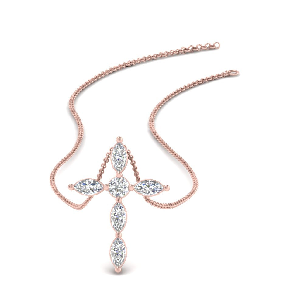 1 Ct. Marquise Diamond Cross Pendant Fascinating Diamonds